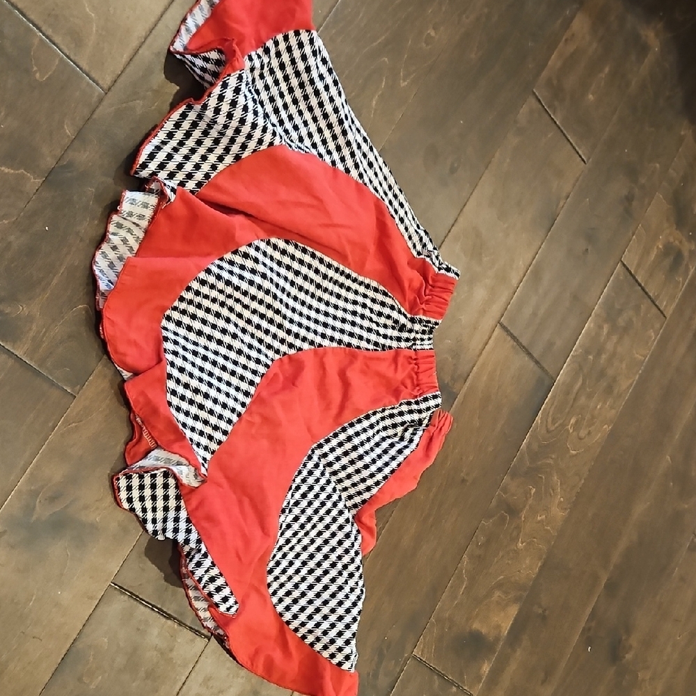 Red and Black Houndstooth Skirt